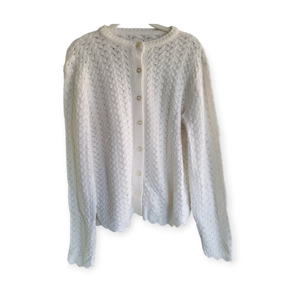 Cozy Grannycore White Cardigan 🤍 Vintage Soft Girl Knit Medium Layering ✨ - Picture 2 of 6